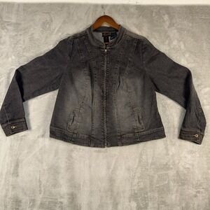 Torrid Denim Jean Jacket Women's Size‎ 2 Stretch Trucker Black Casual